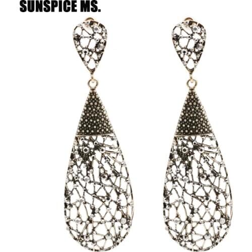 Bohemia Hollow Net Water Drop Dangle Earrings Antique Bronze Jewelry For Women Spring Casual Clothing Accessories 2018 New Gift