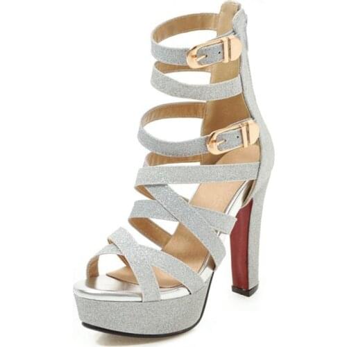 2020 Plus size 48 Women sandals Pumps Fashion Peep Toe 12cm High Heels 3.5cm Platform Sexy Lady Club Party Female Shoes c-5