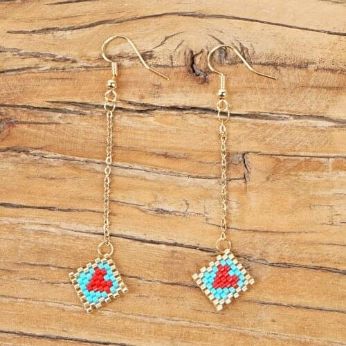 Miyuki-meter Long Section of Love Earrings Woven Bead Earrings Ms Dangle Earrings Beads Earrings for Women Natural Decorations