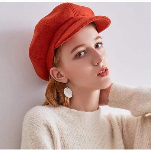 Winter Hats for Women Plaid Newsboy Hat Autumn Vintage Wool Octagonal Hat Lady Painter Hat Warm Beret Black and White Tweed Hat