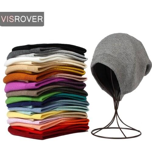 VISROVER 2021 25 Colors Winter Hat Wool Solid Cap Wool Beanies Cashmere Man/Woman Skullies Warm Luxury Beanie Fashin Bonnet Gift
