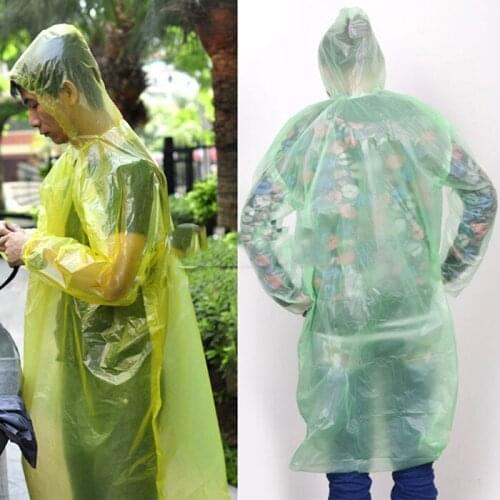10 Pcs Unisex Disposable Raincoat Adult Emergency Waterproof Hood Poncho Travel Camping Must Rain Coat 2021 Plastic PE Hot2021