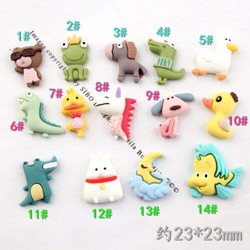 10pcs Cartoon Dinosaur Dog Fish Frog Flat Back Resin Cabochon Kawaii Animals DIY Embellishment For Scrapbooking Accessories