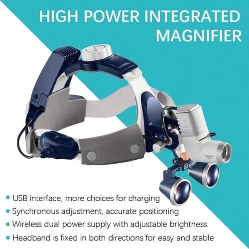 2.5X/3.5X420mm Binocular Magnifier Dental Loupes+ 5W LED Medical Headlight Surgical Headlamp Illuminator 2 Battery
