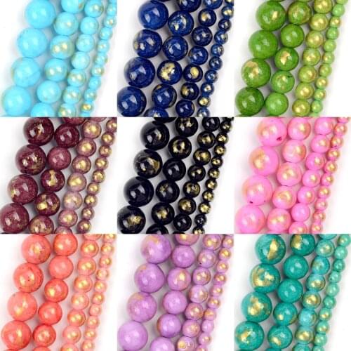 4/6/8/10mm Natural Lapis Lazuli Jades Stone Beads Round Beads for Needlework Jewelry Making Diy Bracelets Accessories 15"