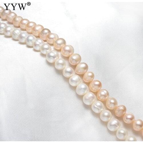 7-8mm Pink White Pearls Bead Natual Baroque Freshwater Pearl Beads Jewelry Making Beads Bulk For Diy Neacklace Bracelet 0.8mm