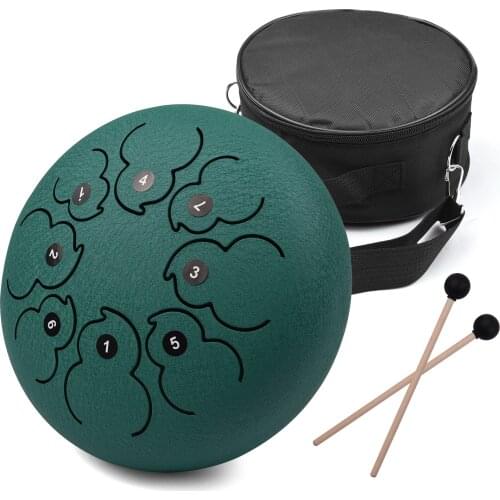 8-inch 8-Tone Steel Tongue Drum F Key Percussion Instrument Hand Pan Drum with Drum Mallets Carry Bag Music Book