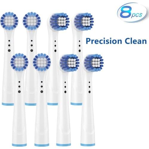 8 Precision Clean Replacement Brush Heads For Braun Oral B Electric Toothbrush-Fit for Advance Power/Pro Health/Triumph/3D Excel