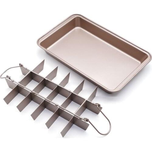 Brownie Baking Mold Cake Pan Professional Bakeware Non-Stick Square Lattice Chocolate Dessert Cake Mold