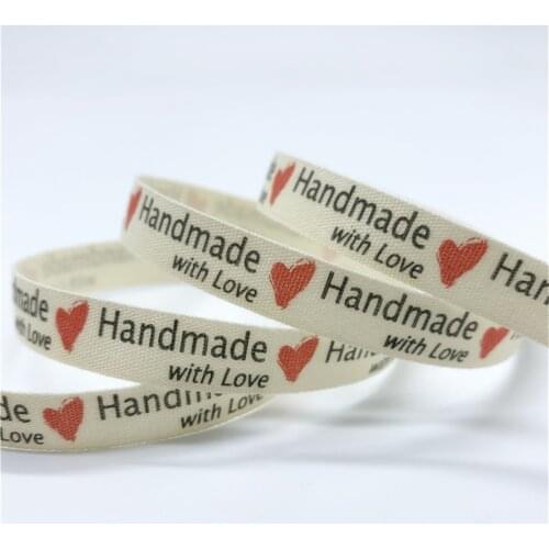 10/15/25mm 5yards Printed Handmade wish love Cotton Ribbon Cotton Lace For Christmas Decoration DIY Sewing Fabric