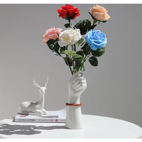 Nordic Ceramic Vase Imitation Hand Vase Decoration Crafts Body Art Simple Vase Living Room TV Cabinet Desktop Vase Decoration