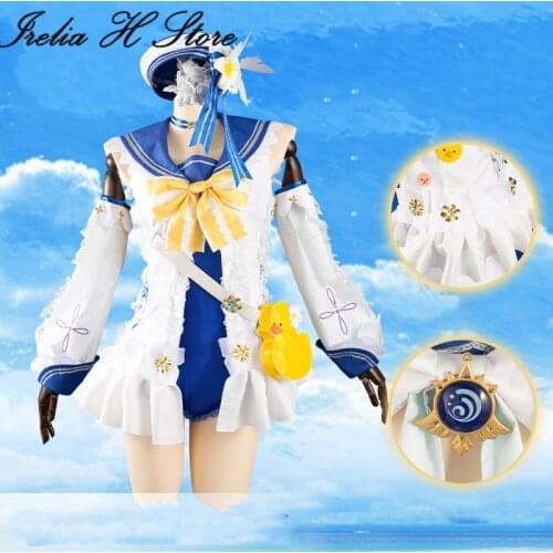 Irelia H Store Genshin Impact Barbara Swimsuit Cosplay Costume Barbara Shine Concerto Summer swimwear dress female