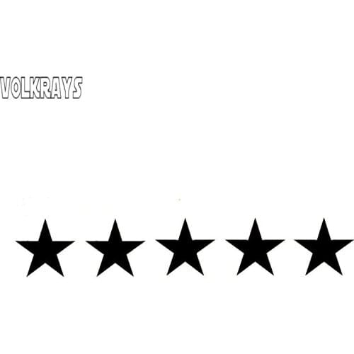 Volkrays Fashion Car Sticker 5 Star Car-styling Accessories Reflective Waterproof Sunscreen Vinyl Decal Black/Silver,2cm*15cm