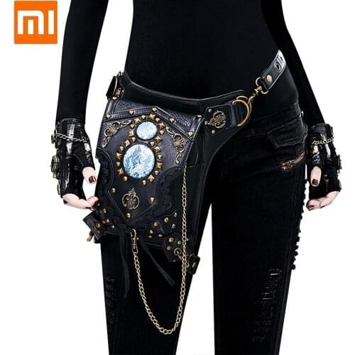 Xiaomi Men Womens fashion trends Multifunctional shoulder crossbody bag Chain motorcycle bag Steampunk Leg Bag