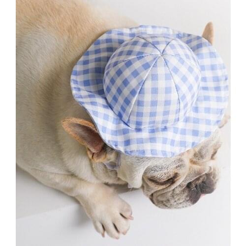 Fashion Dog Hat for Small Medium Dogs Summer Sun-Proof Hat for Cats Plaid Dog Hats Decor Photo Taking Accessories for Pets