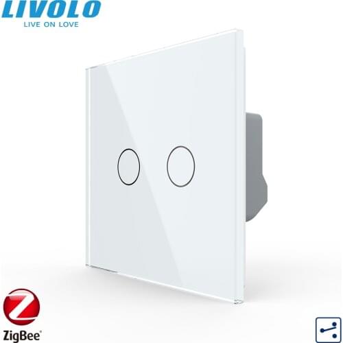 LIVOLO EU Standard Smart ZigBee Wall Light Touch Switch,2 Gang 2 Way Cross Wireless Control for Google Home Alexa Echo Device