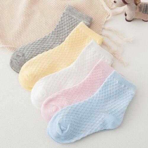 5pairs/lot Baby Toddler Kids Girls Boys Lace Mesh Thin Soft Cotton Ankle Socks Atws0034