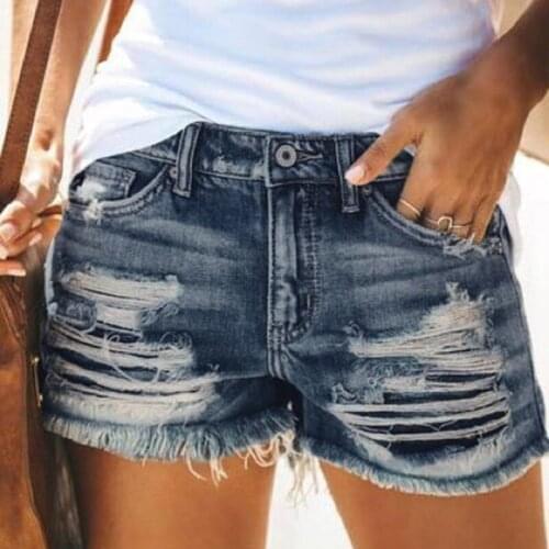 2021 New Women Ripped Jeans Shorts Summer Low Waist Hole Vintage Streetwear Mom Denim Shorts Plus Size Tassel Sexy Pants