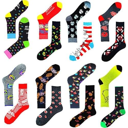 Personalized anime cartoon socks funny novelty men women cotton sock happy colorful cat dog food fruit cherry crew socks