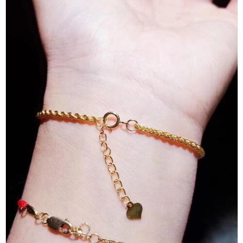 Genuine 18K Yellow Gold Chain Bracelet 18cm AU750 Jewelry Bracelet Women Nice Gift