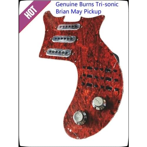 Prewired Red Tortoise Pickguard Genuine Burns Tri sonic Single Alnico Pickups For Brian May Red Special Guitar Welding Harness