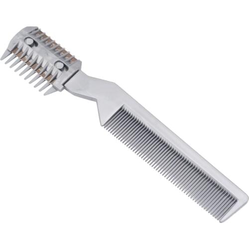 Mayitr Silver New Professional Barber Hair Cutting Razor Comb DIY Cutting Thinning Razor Comb For Salon Tool with Blade