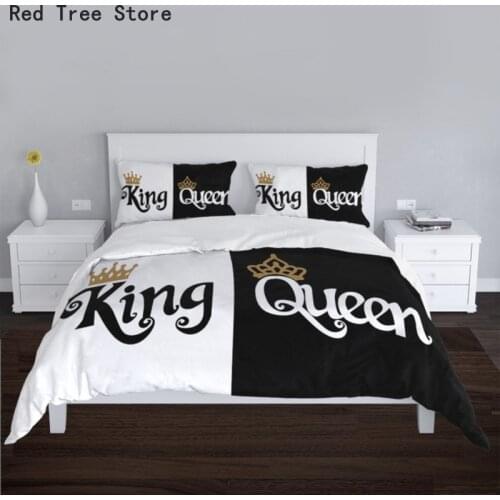 Couple/Lover White Black Luxury Bed Linen 2 People Double Bed Adult Single King Quilt Duvet Cover Queen Comforter Bedding Sets