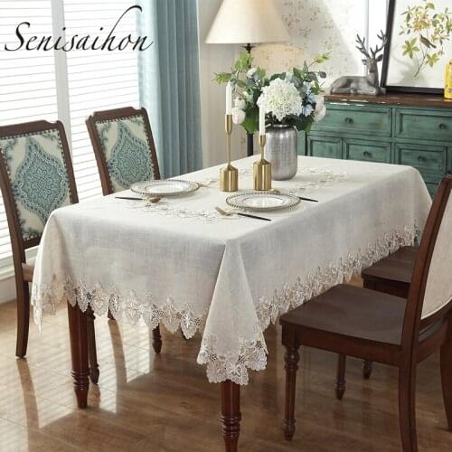 Home Dining Table Cloth High Grade Water Soluble Lace Embroidered Table Runner Washable Polyester Hollow Lace Tea Tablecloth