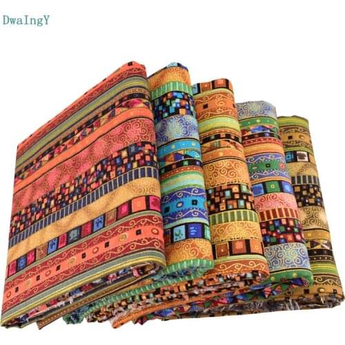 DwaIngY African Printed Cotton Linen Fabric For DIY Patchwork Sewing Quilting Dress Sofa bag Table,Cloth Curtain