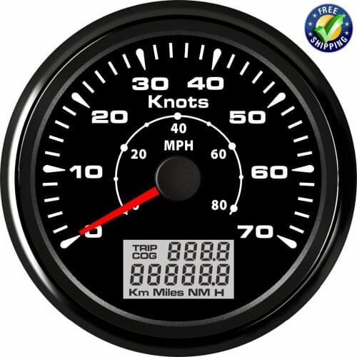 Pack of 1 Marine GPS Speed Indicators 85mm 0-70knots Waterproof Speedometers GPS Speed Mileometers 0-80MPH with Antenna for Ship