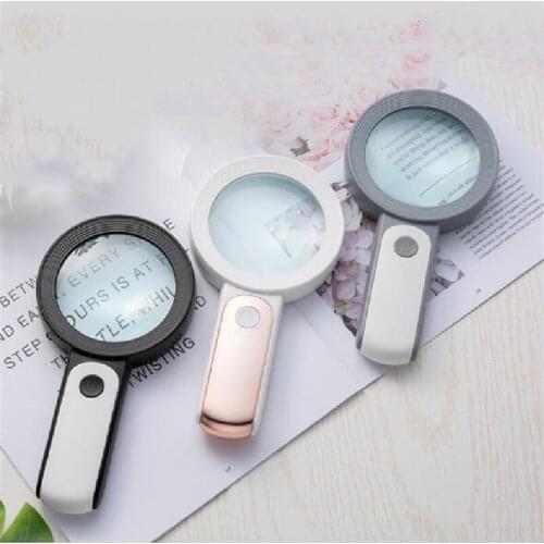 BIJIA Magnifying Glass Handheld Led Light 30 Times HD Cold and Warm Light Reading Mirror Old Man Reading Maintenance