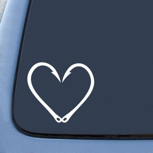 Bargain Max Fishing Hook Heart Love Sticker Die Cut Decal Notebook Laptop 6" (White) body stickers/stickers laptop
