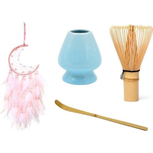 Japanese Bamboo Matcha Whisk Brush with Dream Catcher with LED Light Handmade Dreamcatcher