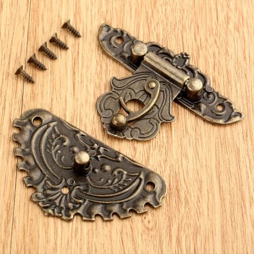 1pc Box Hasps Lock Catch Latches for Jewelry Chest Box Suitcase Buckle Clip Clasp Vintage Funiture Hardware