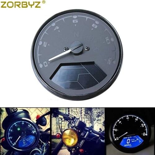 ZORBYZ Motorcycle 12000 RMP kmh Universal LCD Digital Odometer Speedometer Tachometer Gauge LED