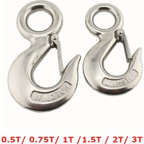 0.5/0.75/1/1.5/2/3 TON S320 Stainless Steel Round Eye Hoist Crane Hook Snap Lifting Hook marine Rigging Hardware accessories
