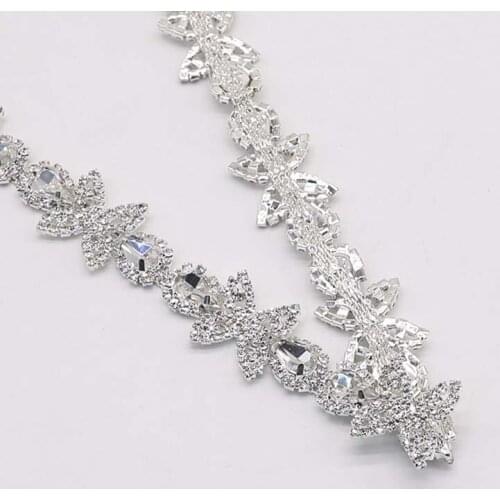 10Yds Rhinestone Chain Stone Crystal Chain Trimming For Wedding Bridal Applique Patch Bikini Connector Accessories
