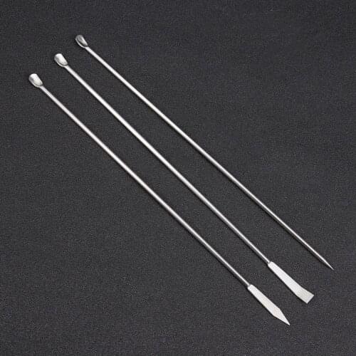 3pcs Stainless Steel Micro Laboratory Spoons Reagent Sampling Spoon Medicine Spoon (Silver)