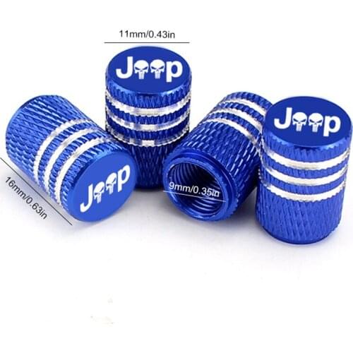 4pcs For Jeep Car Wheel Tire Valve Stem Air Caps Skull Alu-Alloy Tyre Valve Dust Caps Auto Moto Bike For Jeep Renegade Wrangler