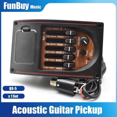5 band Acosutic Guitar EQ Equalizer Tuner Piezo Pickup Folk Guitarra Accessories QS-5