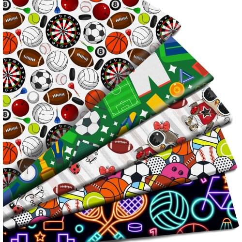50*145cm Sports Series Polyester Cotton Material Patchwork Sewing Quilting Fabrics Quilt Needlework DIY Cloth Sewing,1Yc19409