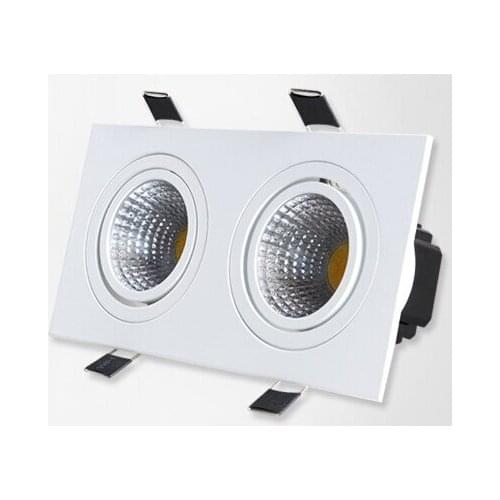 Free Shipping 20W square Double cob Dimmable led down lamps Warm white/White/cold white led ceiling light lamp With Led Driver