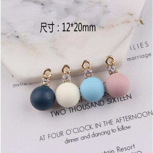 Free Shipping 40PCs/Lot 12*20MM Rubber Acrylic Round Balls Decorated DIY Jewelry Charms Crystal Rhinestone Alloy Bracelet Charm