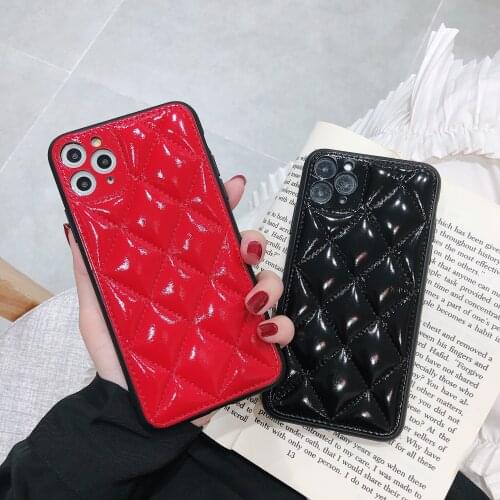 Lattice Grid Soft Leather Cover Luxury for iPhone 11 Pro Max Case Xs Max Xr X Phone Case For6 6s 7 8 Plus Fashion Soft Lambskin