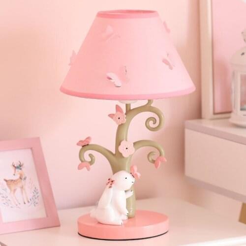 Kids Pink Table Lamps Rabbit Desk Lamp Modern Led Stand Light Fixtures Living Room Children Bedroom Bedside Lighting Home Decor