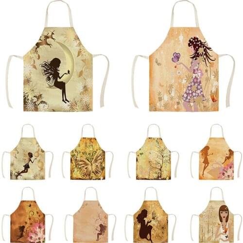 Kids Adult Cartoon Apron Kitchen Aprons Suitable for Home Cooking Flower Butterfly Girl Painting Anti-dirty Apron WQI846
