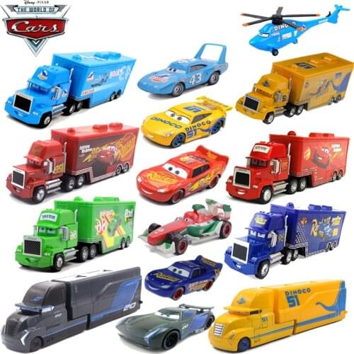 Disney Pixar Cars 2 3 Lightning McQueen Black Storm Jackson Cruz Doc Hudson 40 Style Diecast Container Truck Toys For Children