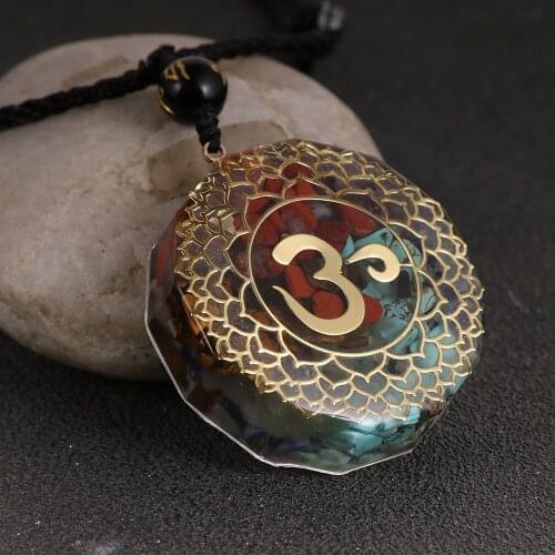 Energy Generator Orgone Amulet 7 Chakra Pendant Necklace Reiki Healing Yoga OM Orgonite Pendants Sweater Rope Chain Necklaces