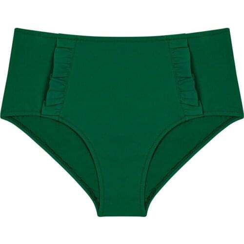 LOOK FOR YOUR WONDERFUL NIGHTS WITH ITS STUNNING Womens Green Basic High Waist Ruffle Bikini Bottoms FREE SHIPPING