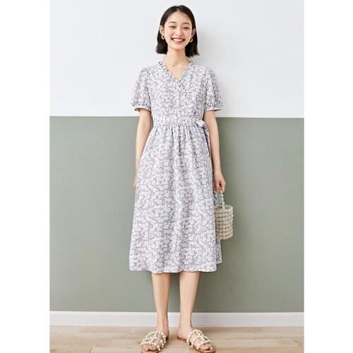 Summer Dress Female Floral Casual Womens Dresses Belt Short Sleeve Female Beach Dress Woman Long Dresses Summer 2021 Ladies